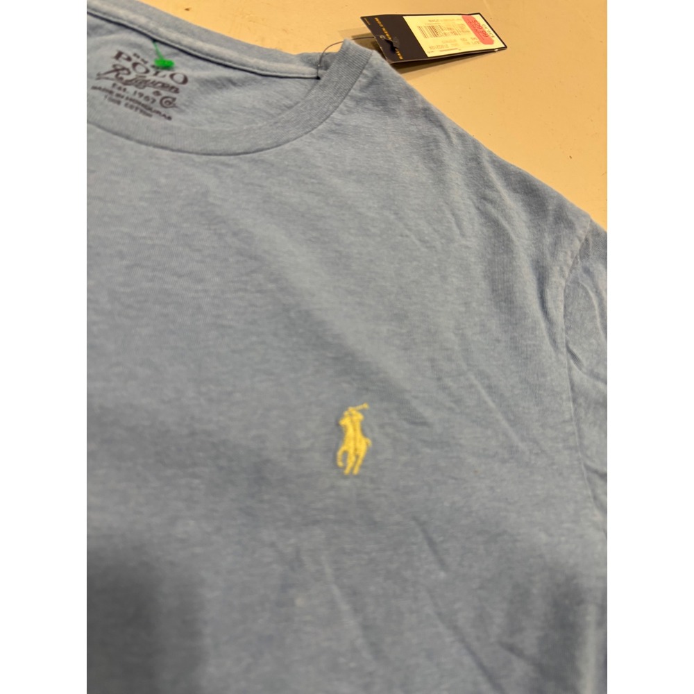 Polo Ralph Lauren Mens Crewneck T-Shirt Blue Heather Short Sleeve Pony Logo M - Picture 2 of 6